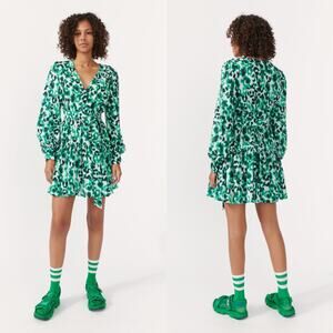 Baum und Pferdgarten Anise Green Tie Dye Floral Mini Dress Women’s Small NWOT